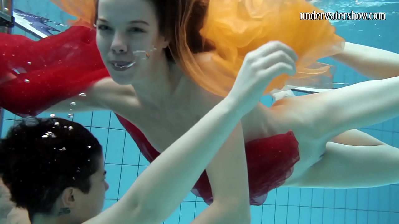 Two hot twats naked in the pool all alone