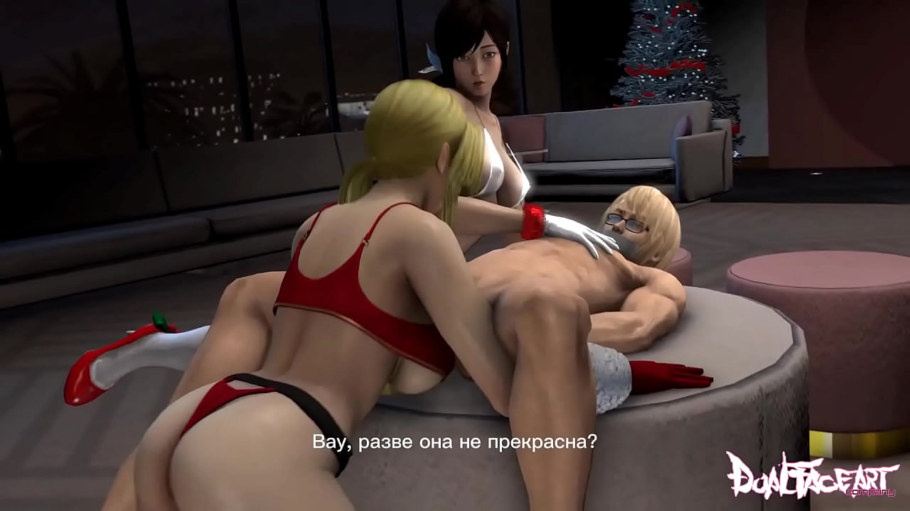 Girls fucked a guy - 3d hentai - Перевела Sobachushka