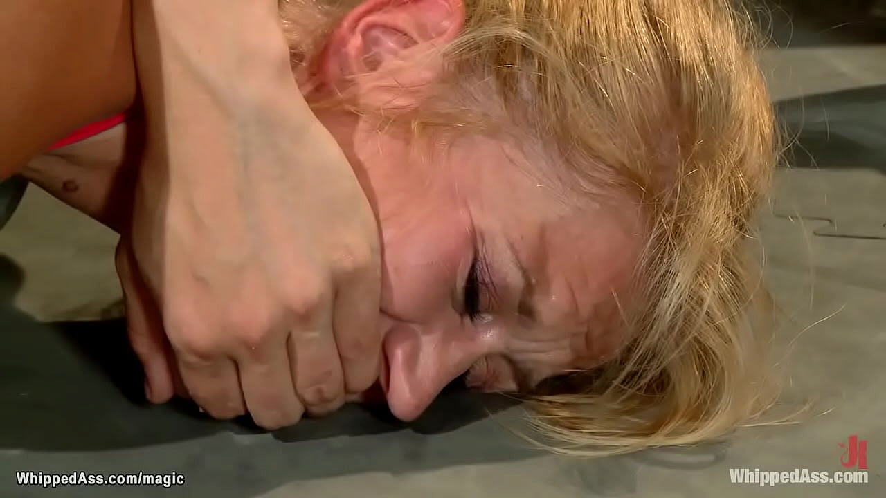 Flexible lesbian blonde babe Bella Wilde is bound by coach Bobbi Starr in the gym and pussy vibed then ass fucked with strap on dick