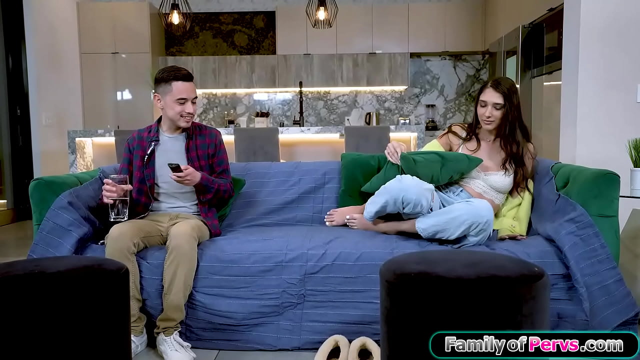 Jeez that took forever but were finally home alone.Busty stepsis Aria Sloane and her stepbro get naked and she sucks his big cock before shes banged