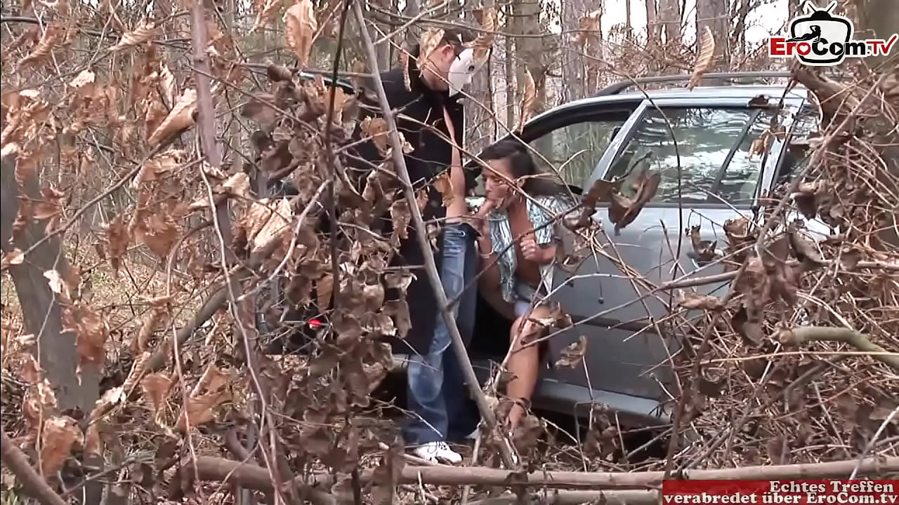 Ass and pussy gets fucked from a masked guy in the woods