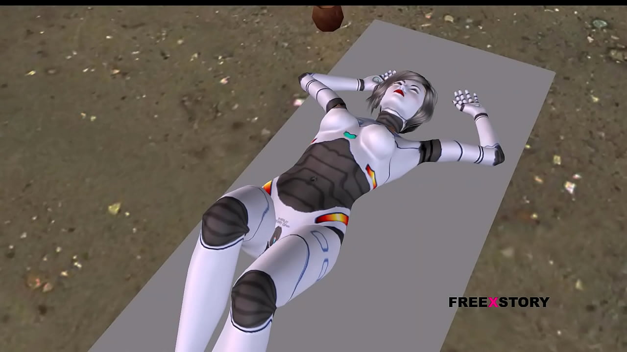An animated 3D cartoon Threesome porn video of a cute Robot Sexbot girl giving blowjob to a man same time getting fucked in doggy style by a girl using strapon.