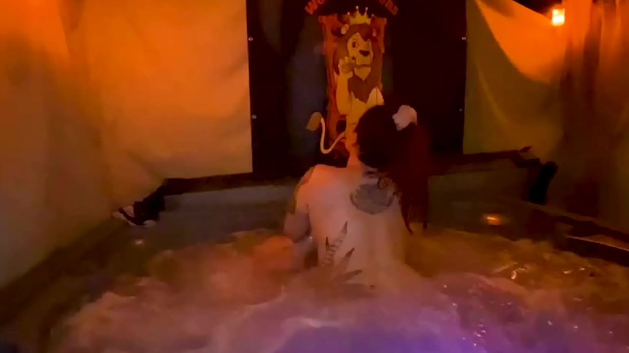 Quickie Creampie Hot Tub Fuck With Santana Red WCA Productions