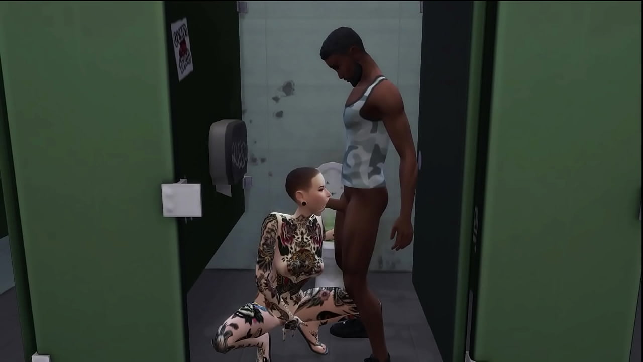 Shaved emo sucking black cock