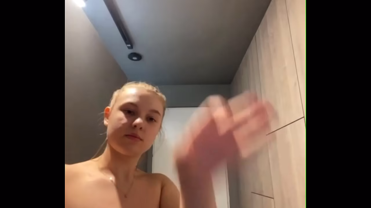 Masturbating and fucking with big dildo in the gym