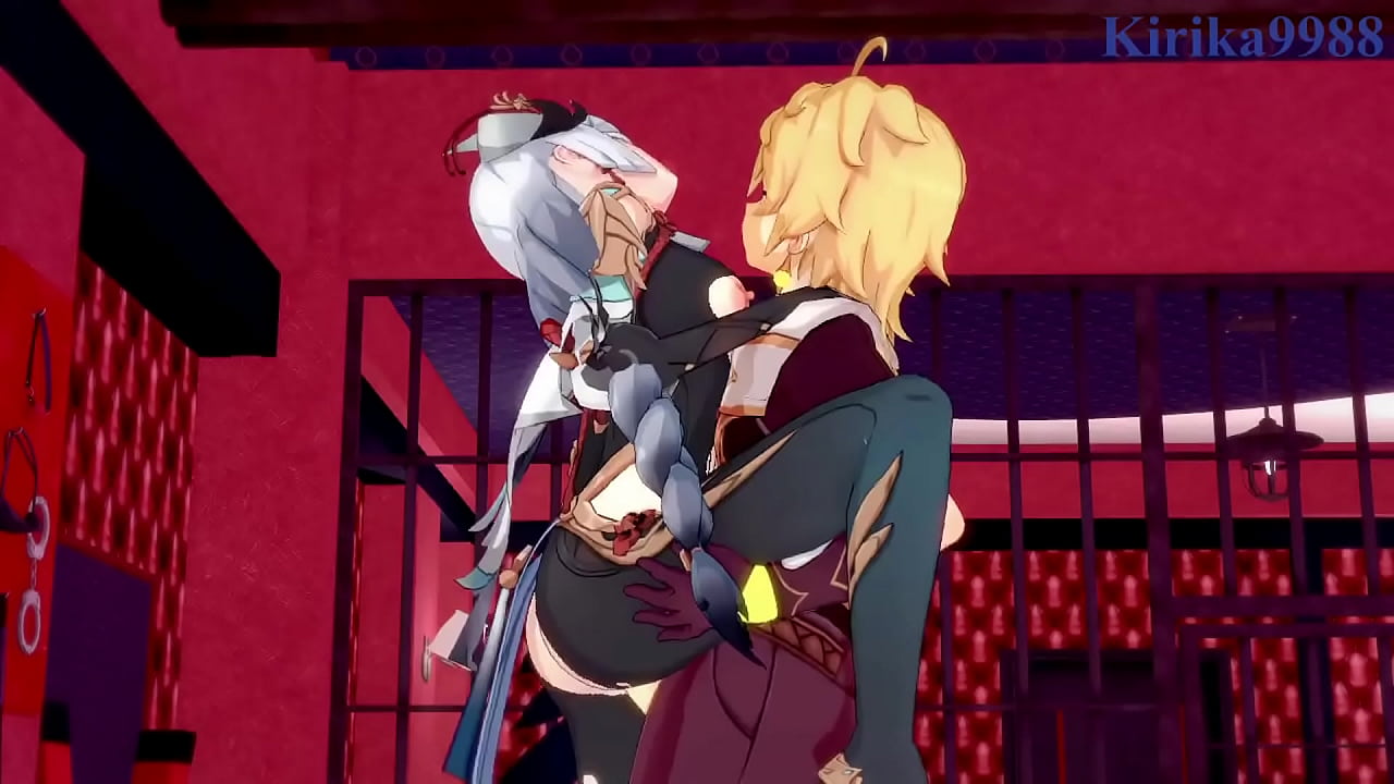 Noelle and Shenhe and Aether intense sex. - Genshin Impact Hentai