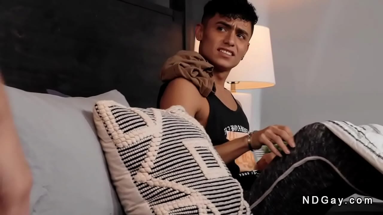 Muscle stepbrother Dalton Riley is annoyed by his soft twink stepbro Ian Daniels and lays him in bed and sucks his cock then anal fucks him