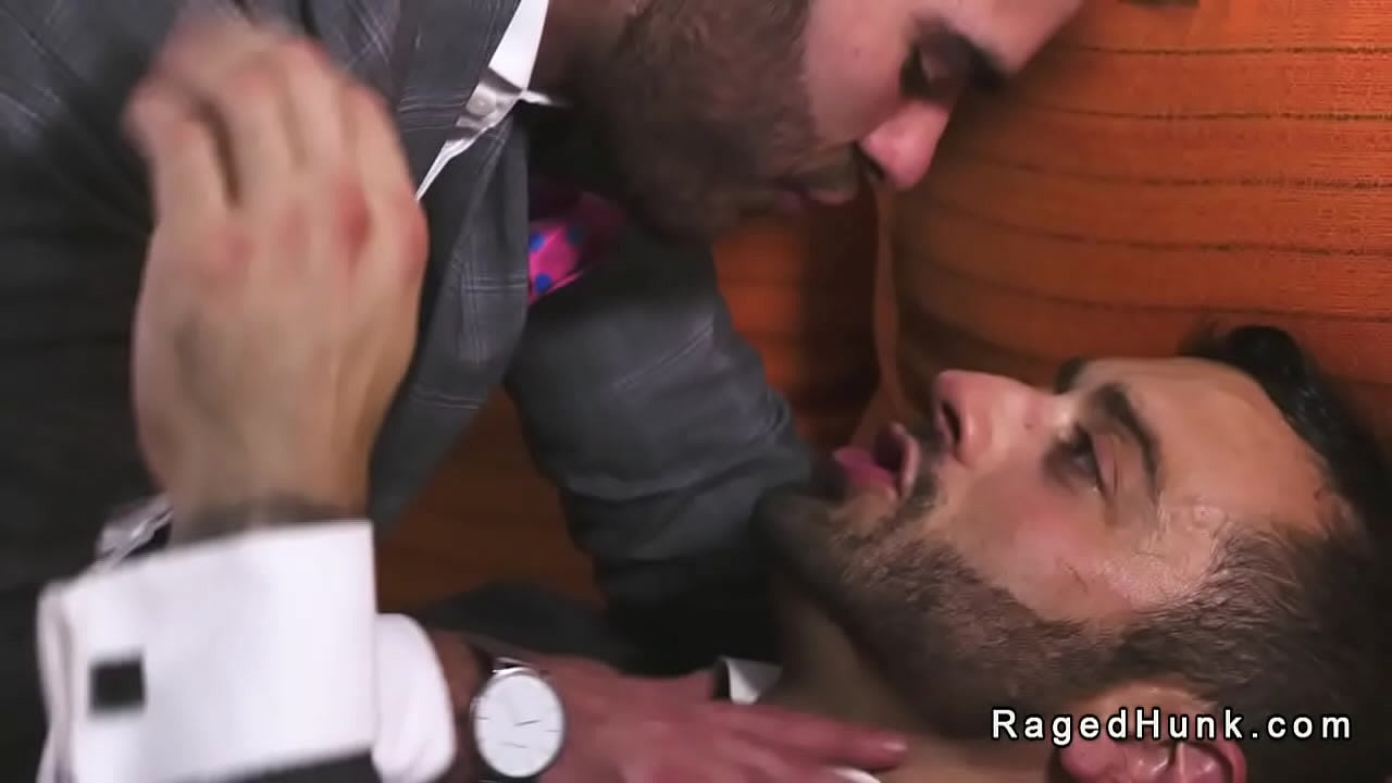 Real estate agent Drew Valentino on a meeting for a job gives blowjob to Pol Prince then anal fucks him in hairy ass bent over glass table