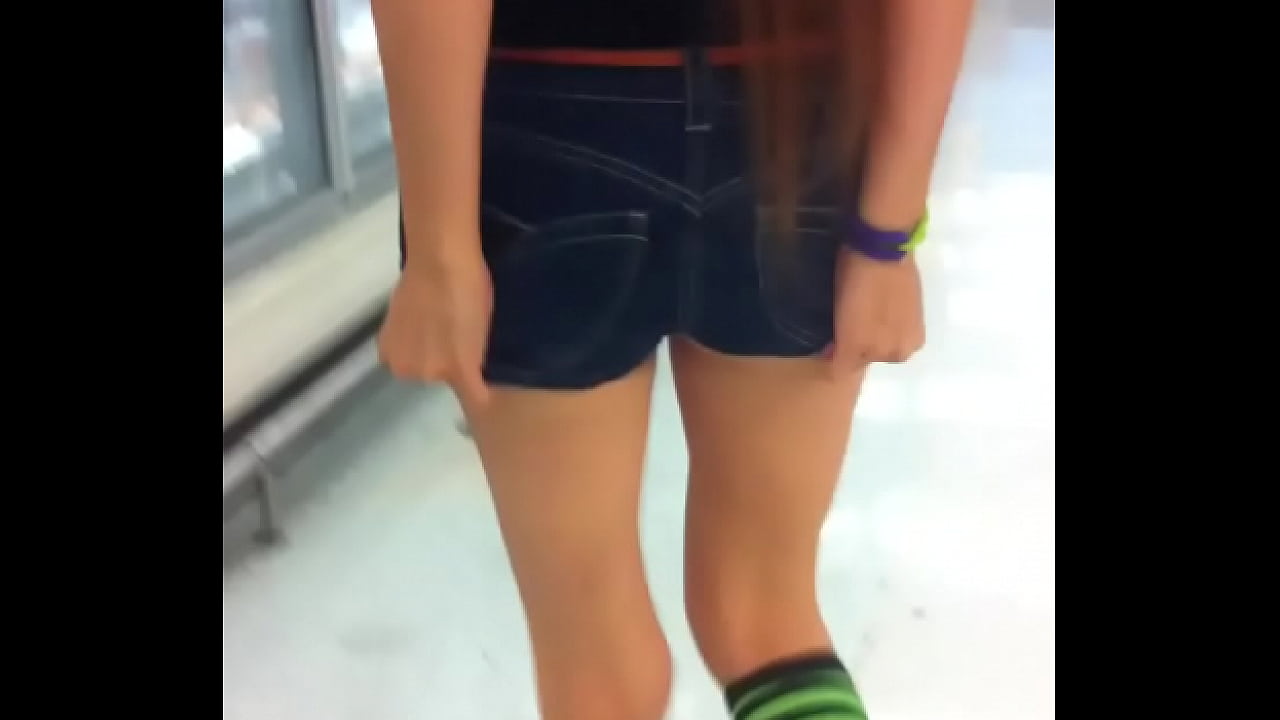 Sneak peek into her jean shorts