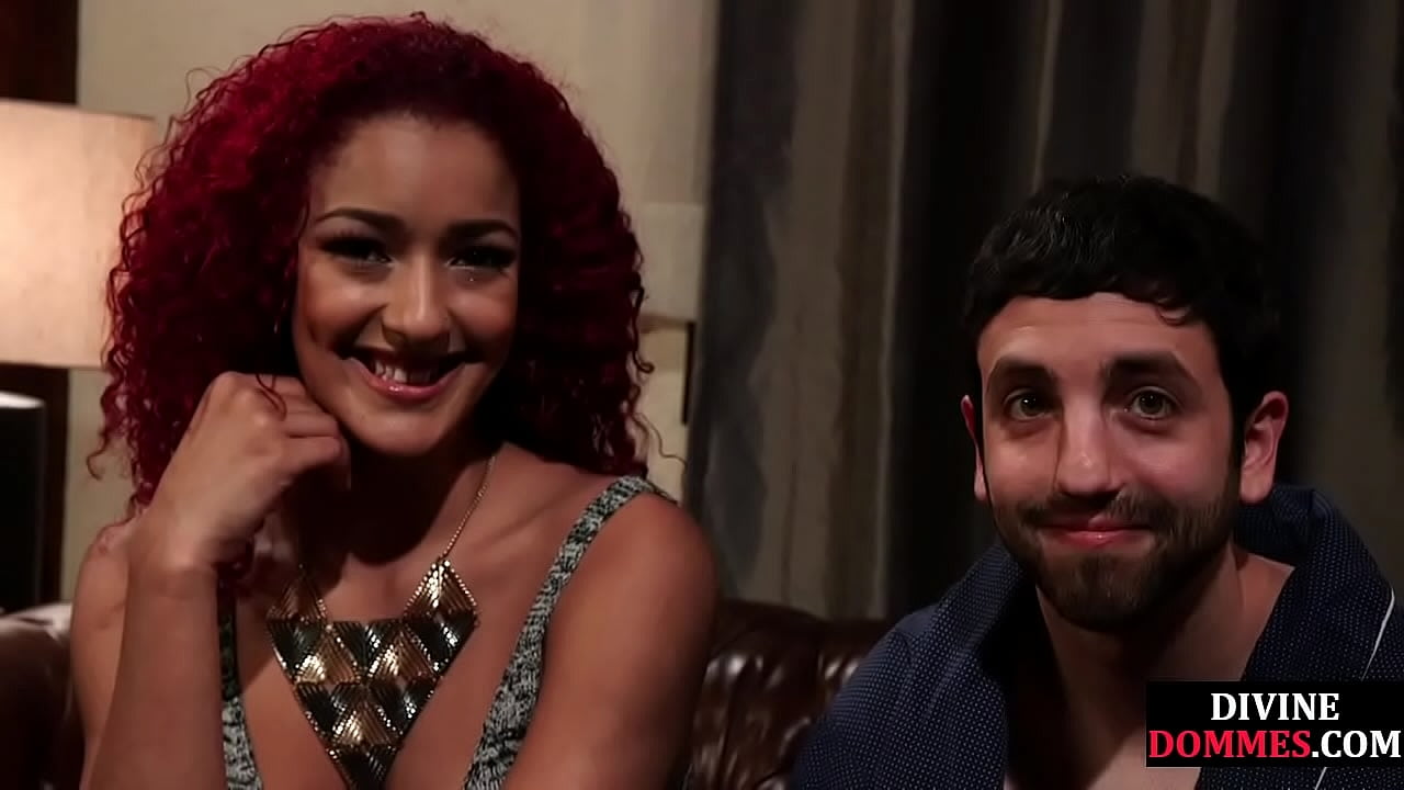 Ebony ginger blowing in front of bf during cuck session