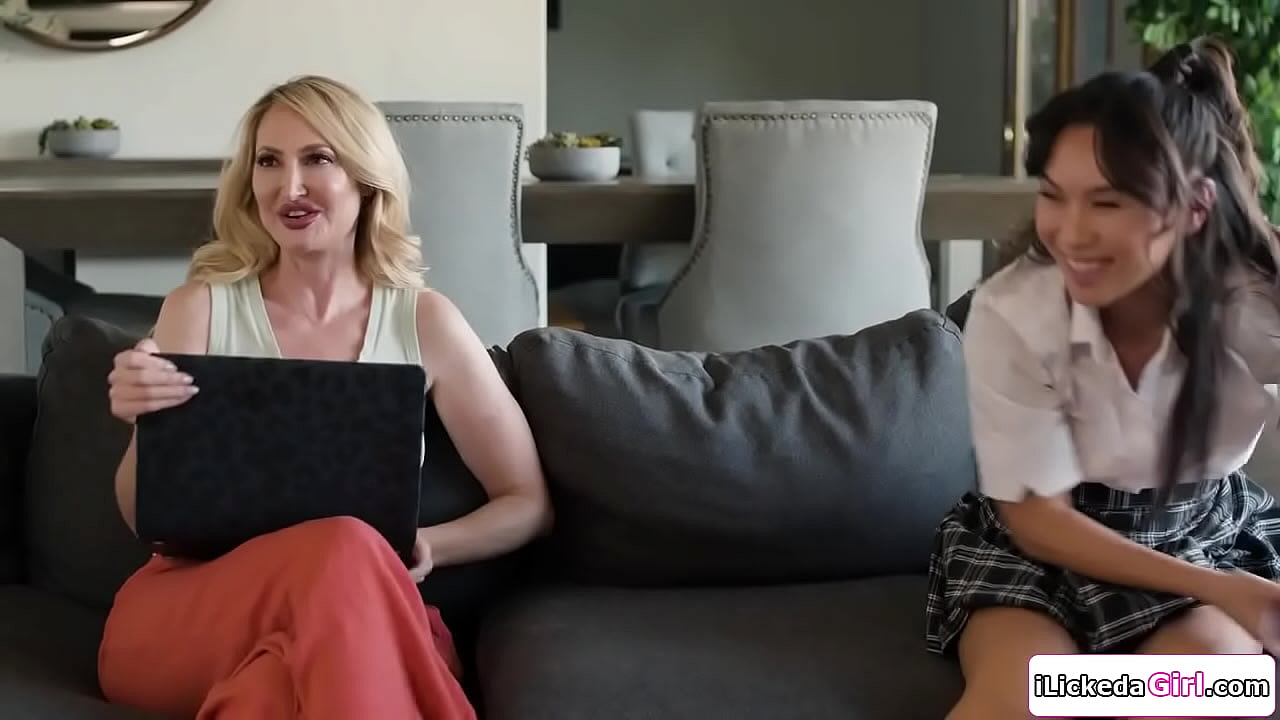 Asian teen is seducing her lesbian stepmom by showing a bit of her ass.The big tits milf gives in to the tease and starts licking her stepdaughter