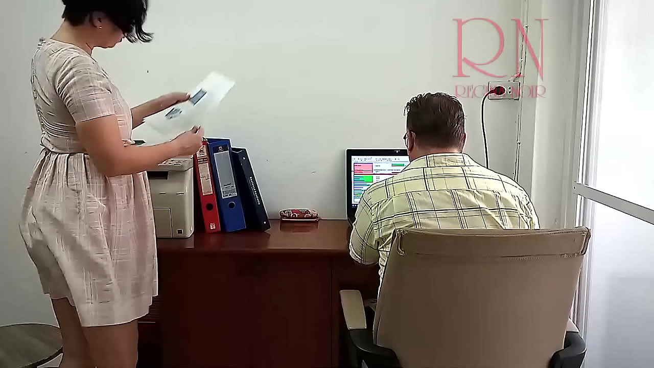 Secretary is ready to fuck for a salary. Employee fucks with her boss. Cum on ass of secretary. domination.