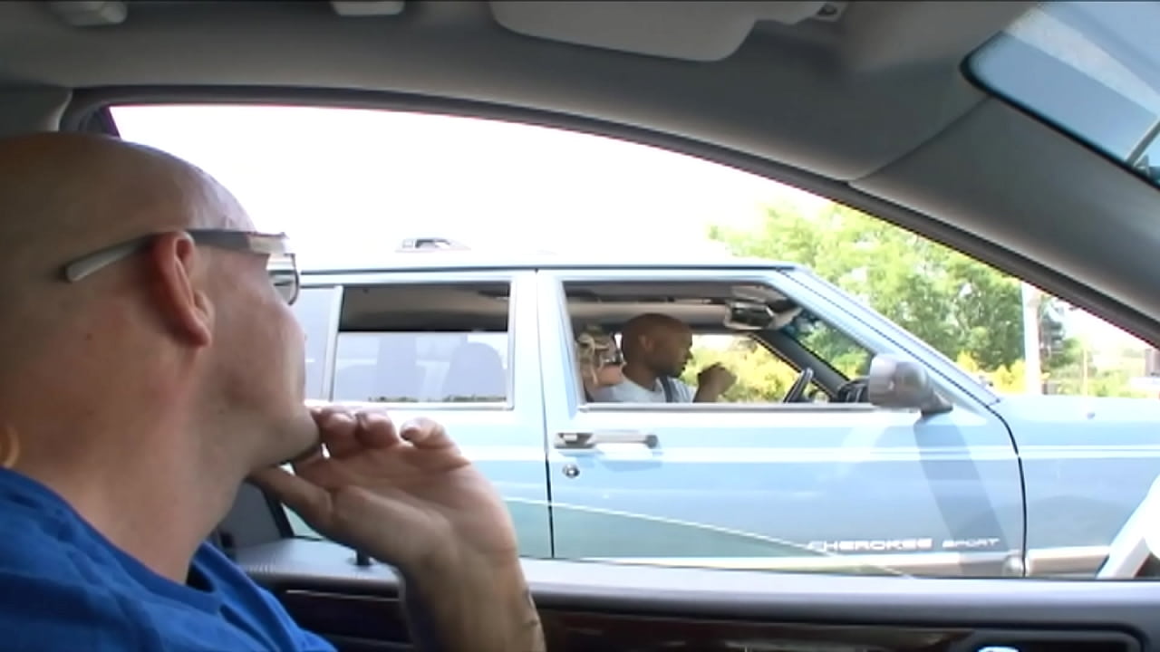 Cute brunette Halia Hill from Chicago gets her big fake tits sprayed