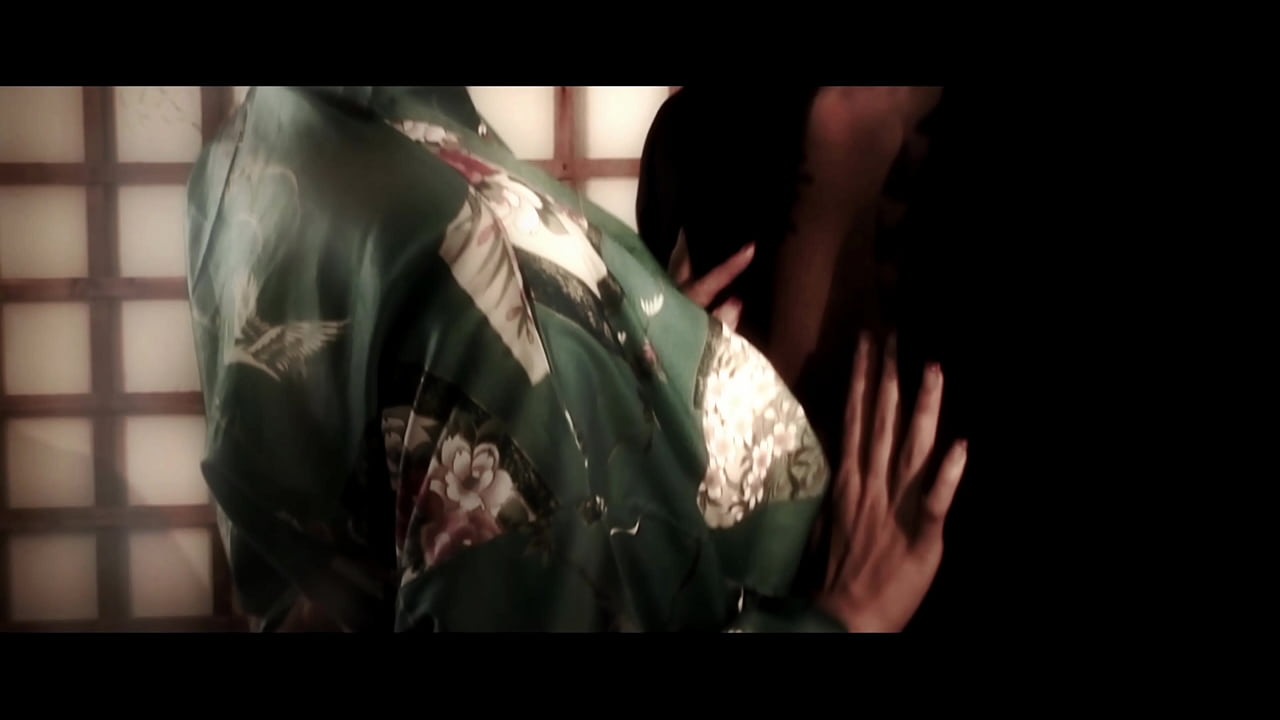 Hot sex for a sensual geisha fucking at romantic style with man ans woman