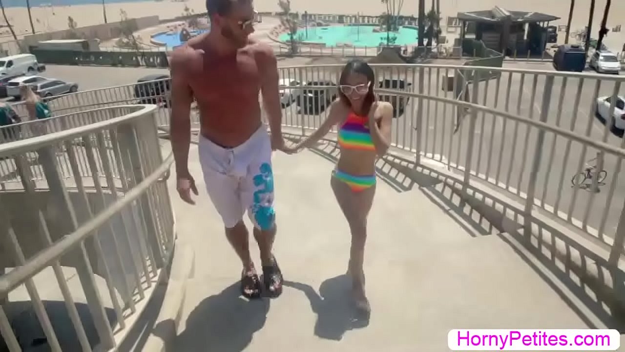 Petite teen is playing sand on the beach with her guy.After playing,they go to their room and she then starts throating her guys big cock passionately.In return her guy fucks her tight wet pussy so hard and cums on her face.