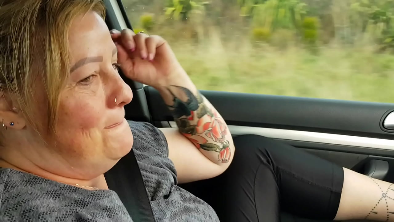 Trashy MILF plays with her pussy in the car to get wet for hardcore cream pie action on the bed. Preview