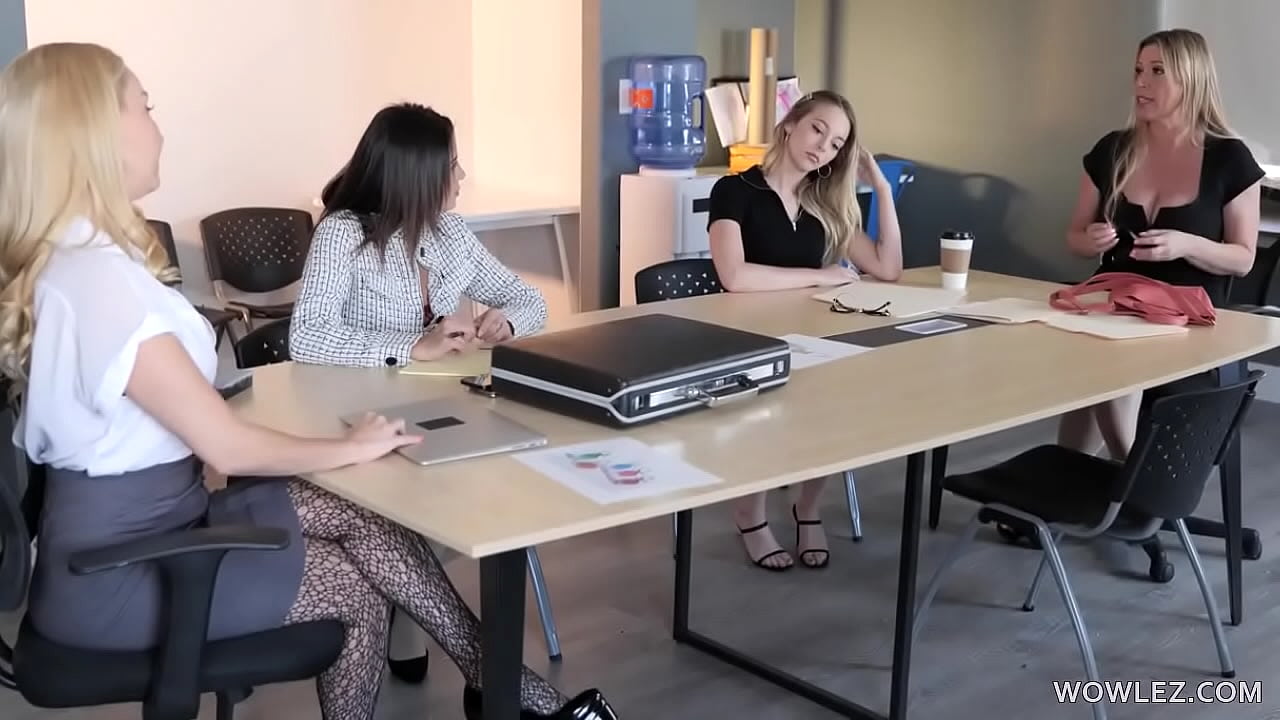 Pretty assistant and older lesbian woman having dirty secret