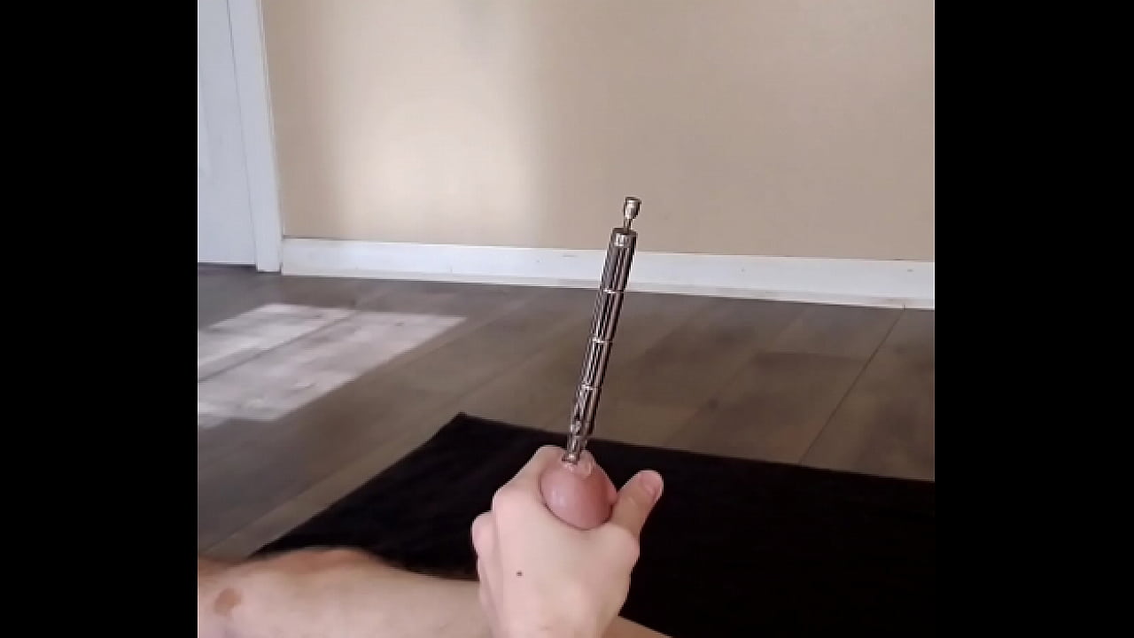 Extreme ejaculation on the floor after using urethral vibrator