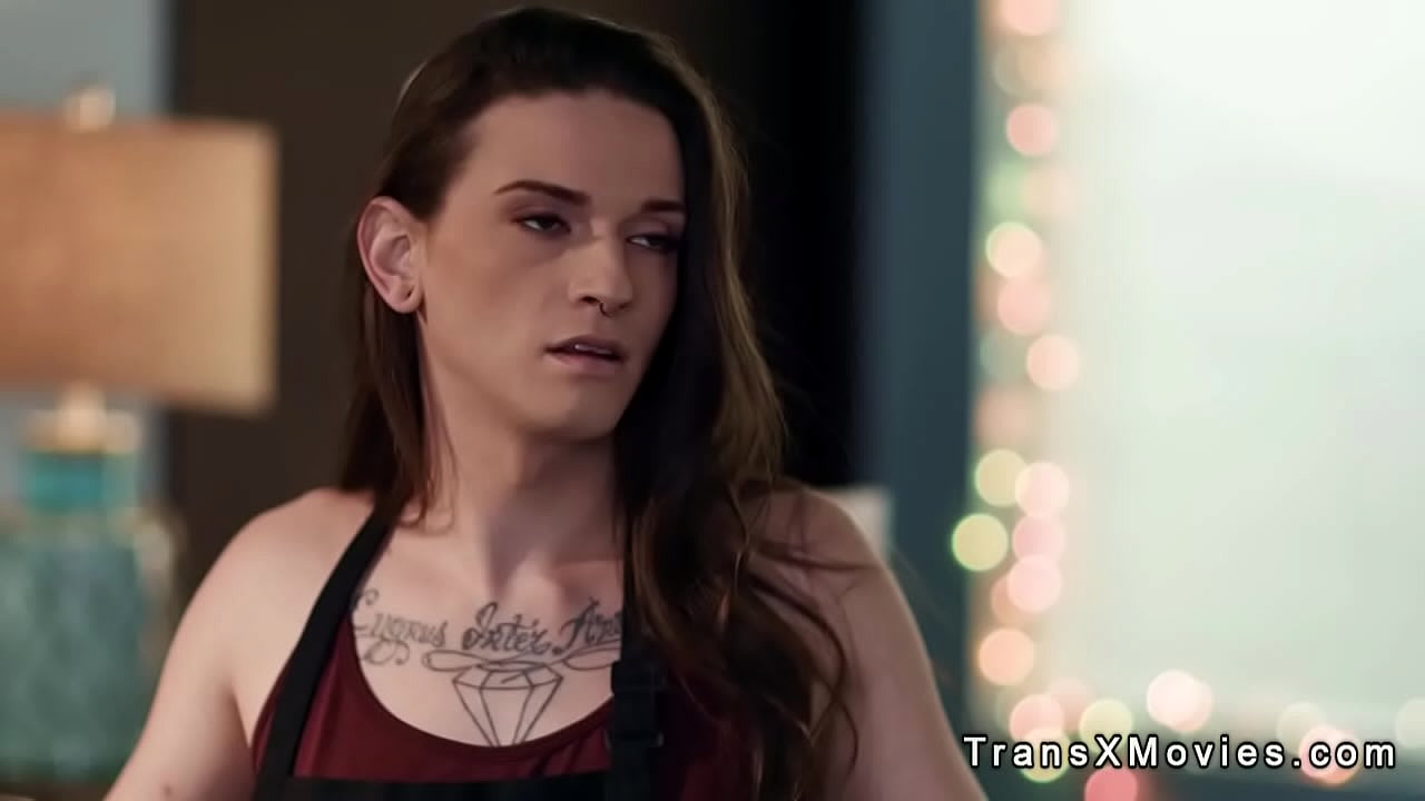 Beardy man Chris Epic visits sexy brunette shemale barista Jenna Creed in hor loft and there gets blowjon then shoves hard cock up her tight ass