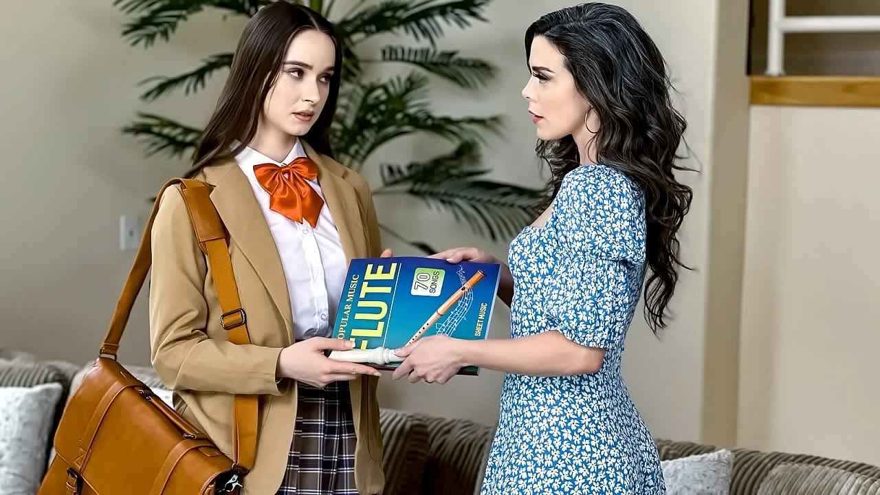 Pretty Little Cute Teen Tries Lesbian Strap-on Sex with Her MILF Tutor