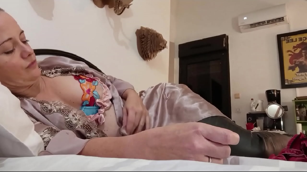 White Amateur Homemade Couple, Satin Lingerie (Panties, Clothed sex), Heels & Stockings, deepthroat, Blow job, Rim Job, Spanking