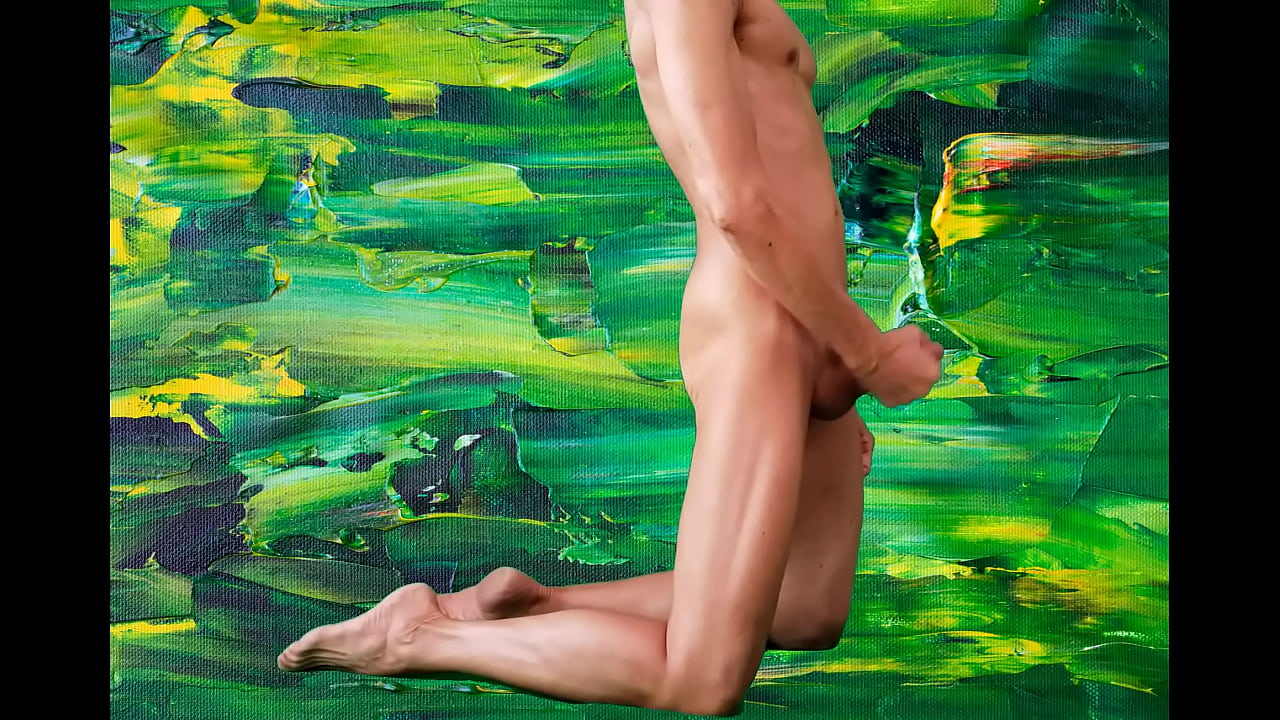 I am on my knees masturbating my cock to orgasm