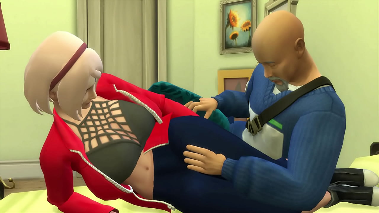 Anime ecchi Cap 3 Master roshi meets his new friend sakura and went to her room to fix her pc and ends up fixing her ass by giving it hard