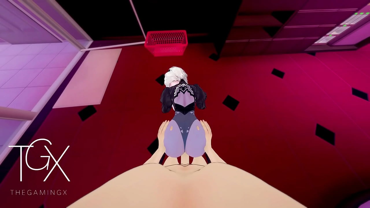 Anime Hentai Game Gaming 2B Sexy Robot android Girl Hardcore Sex in All Positions and Deep Throat