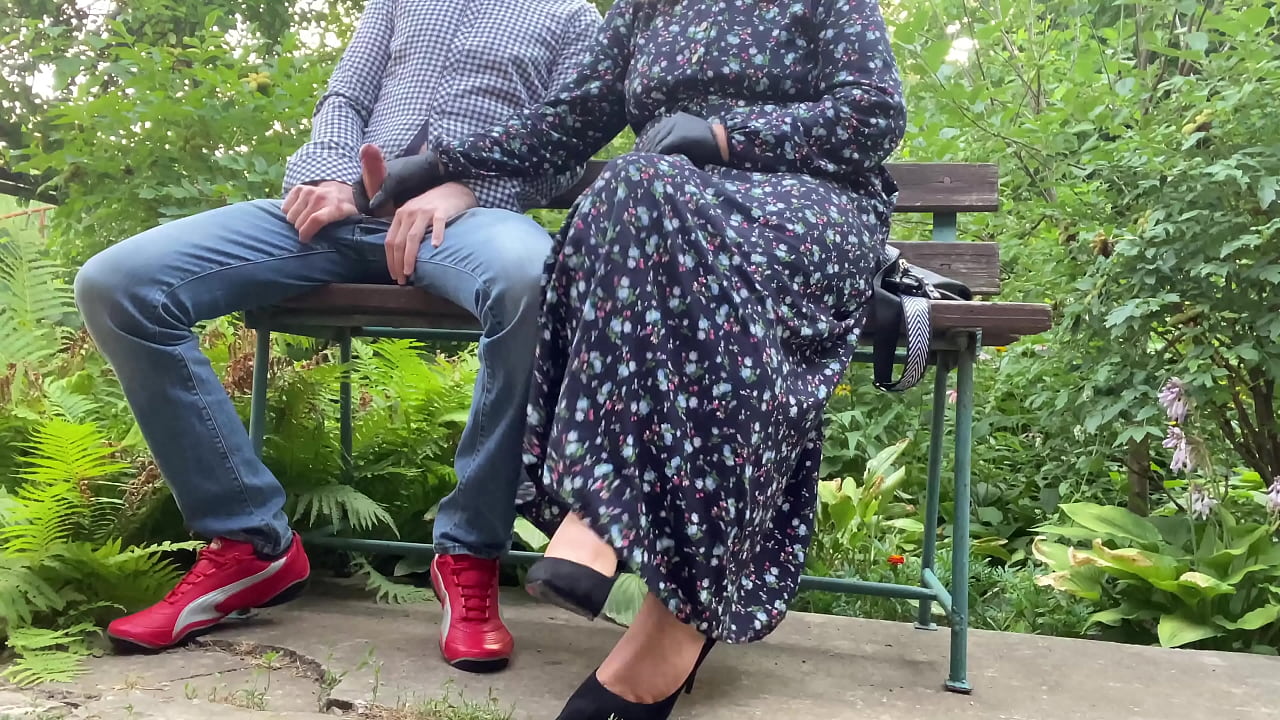 Gorgeous MILF jerks my cock outdoors and blows cum for her cuckold husband