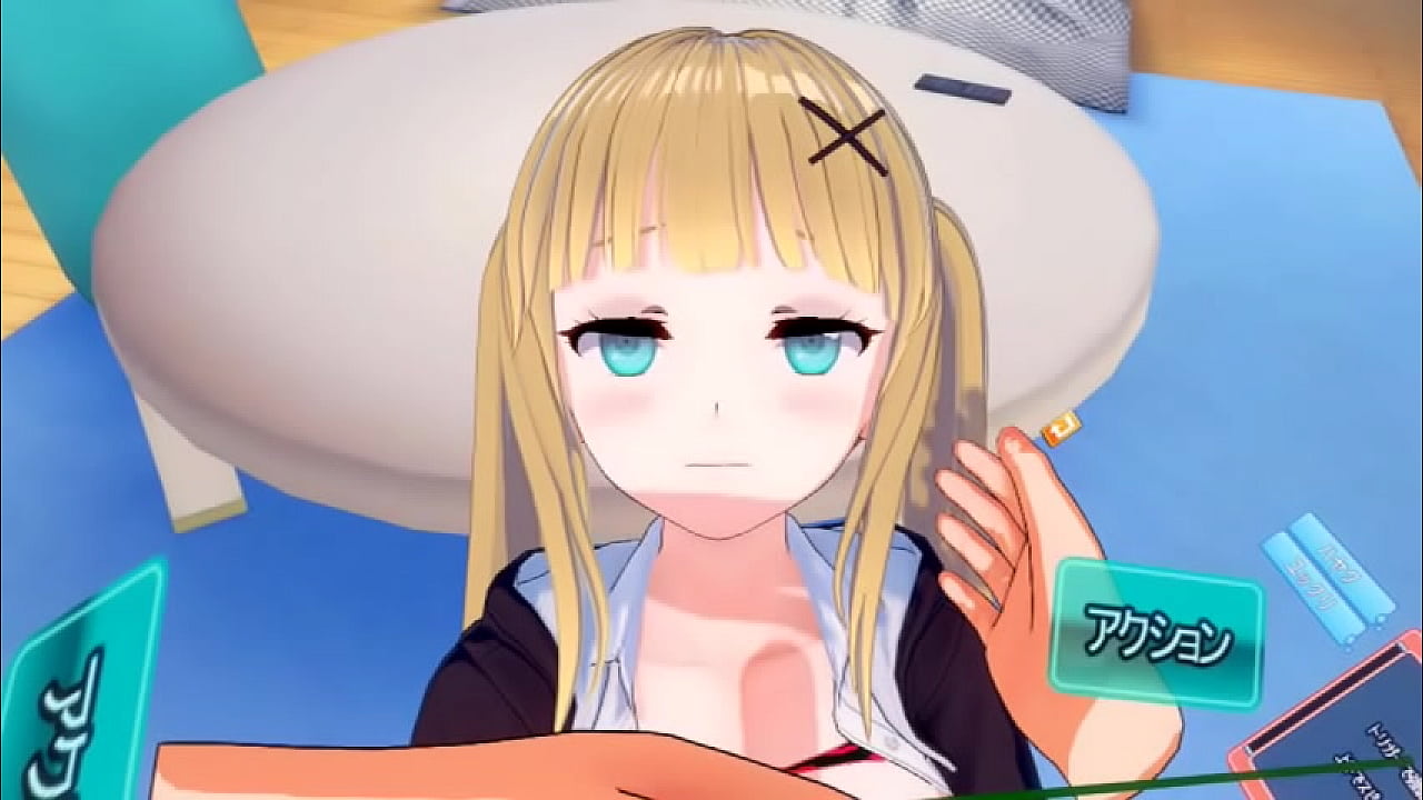 【エロゲーコイカツ！VRバージョン】金髪爆乳ツインテールJKに乳揉みまくりエッチ！