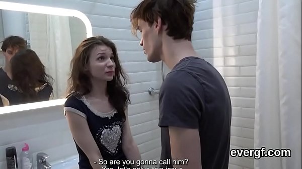 Flirty girl pokes for bucks in front of her own stud