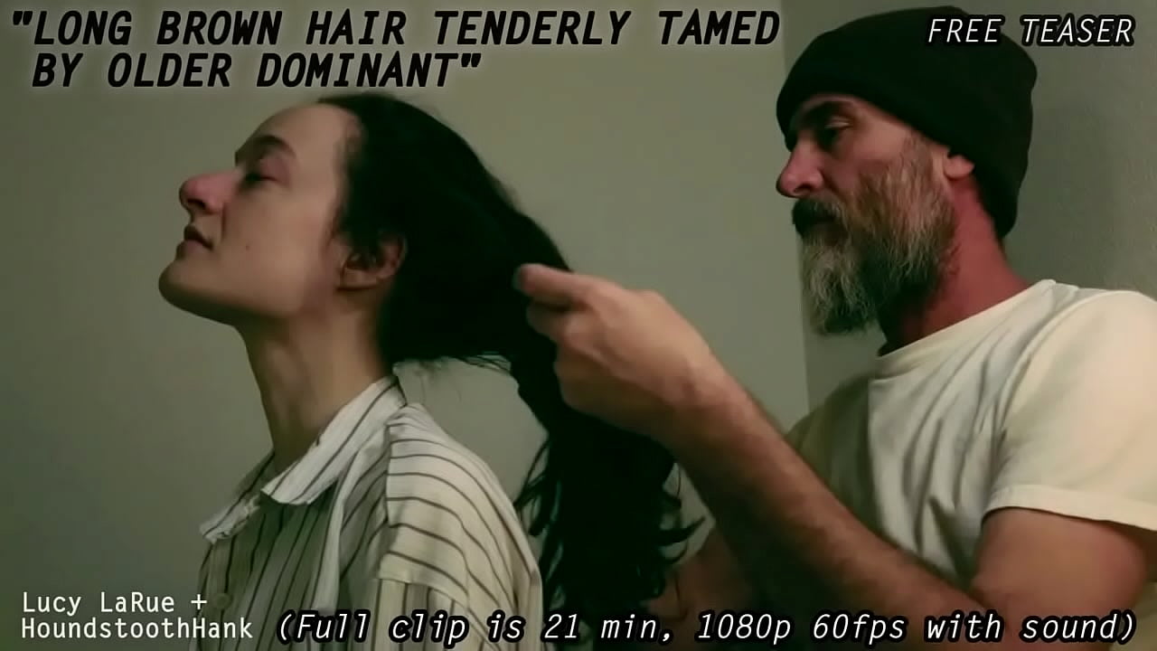 Long Brown Hair Tenderly Tamed by Older Dominant