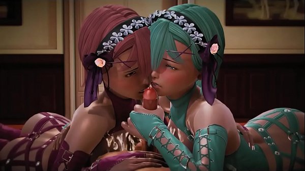 3d hentai anime de dibujos animados rojo azul chicas obtiene joder