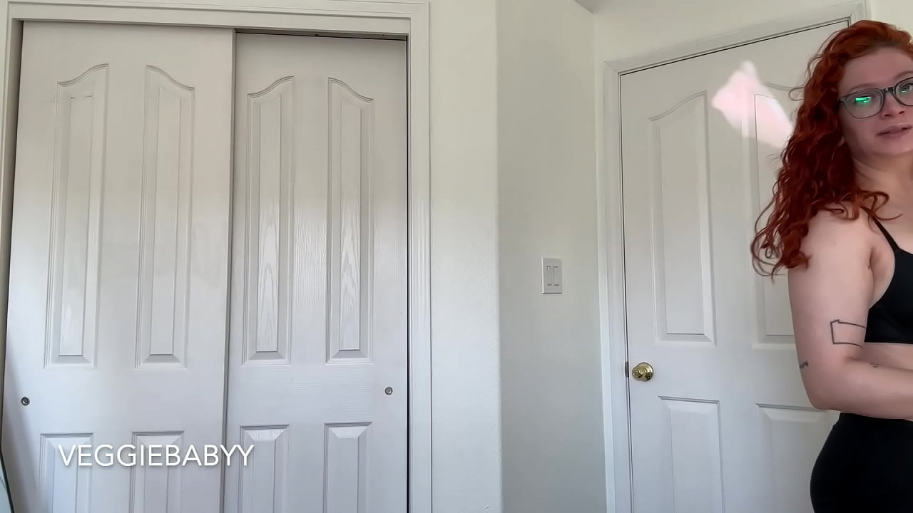 chatty redhead with curly hair tries on sexy tops in bra - veggiebabyy