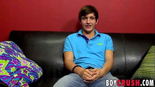 Cute twink jacks off for an interview