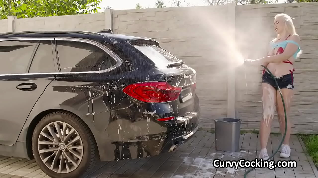 Busty car wash hottie fucked after doing a perfect job on the vehicle