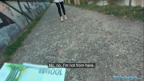 Public Agent Babe bent over and fucked at night for cash