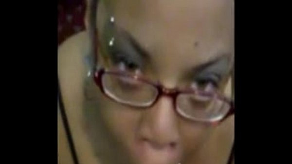 Ebony amateur sloppy blowjob with cumshot on face