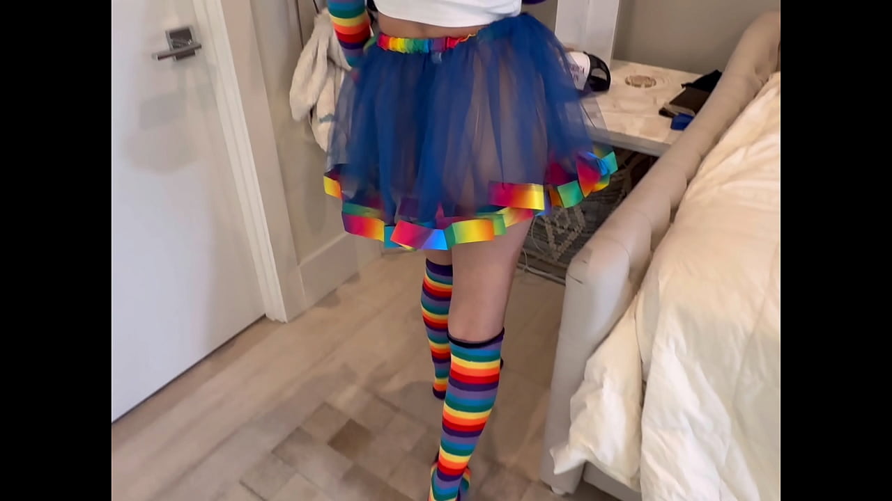 Halloween Trick-or-Treat Bad Bunny Gets Candy Cum and Squirts on His Cock