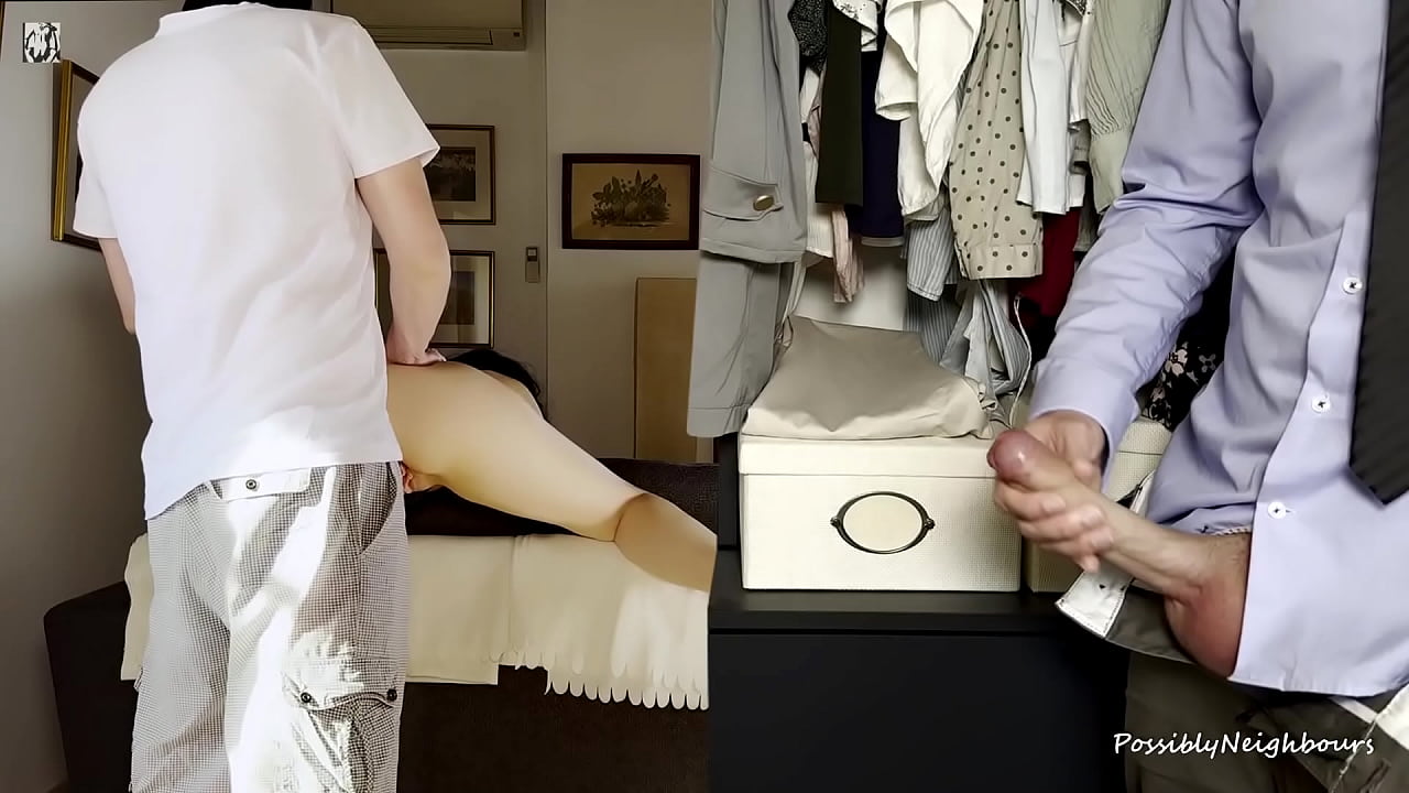 Voyeur Husband Jerks Off Secretly While Wife Gets Creampied During Standing Sex