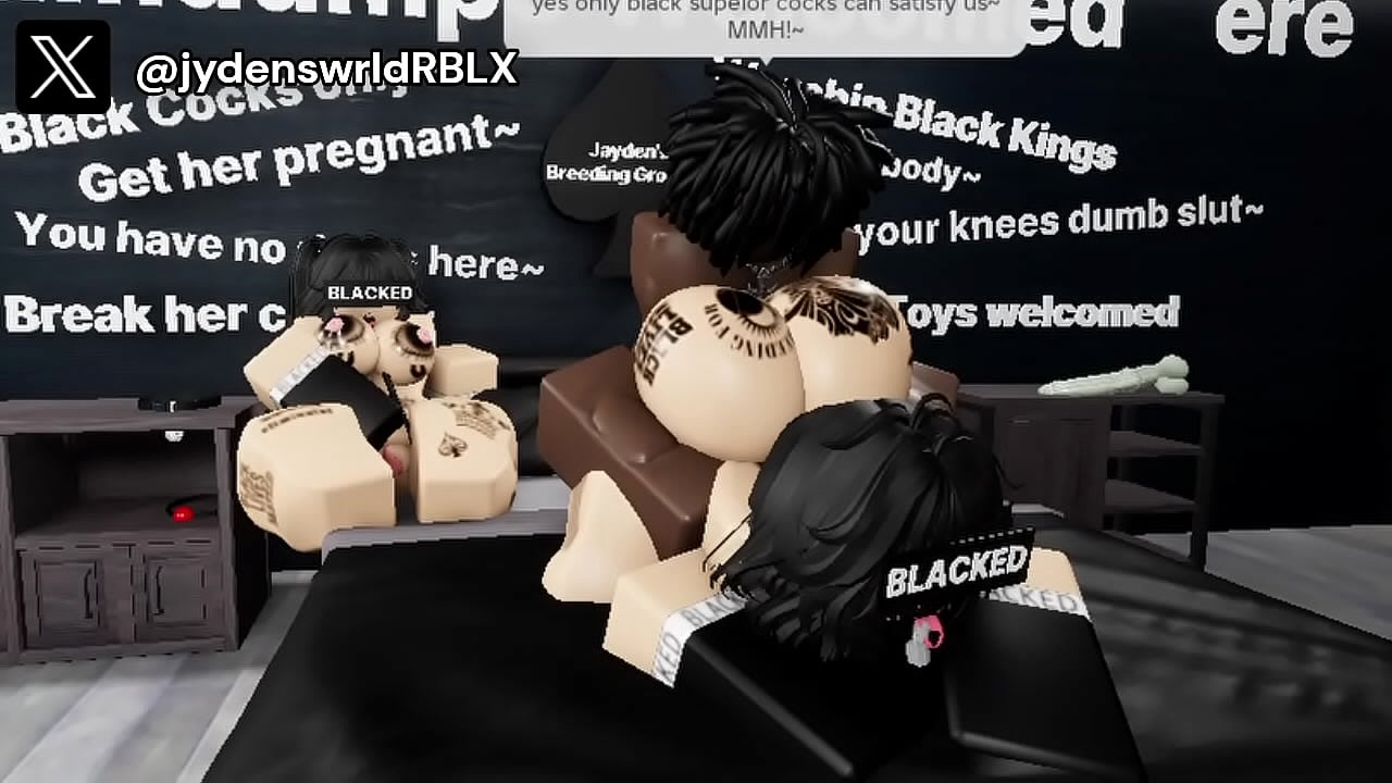 2 girls tag team on black dick on roblox