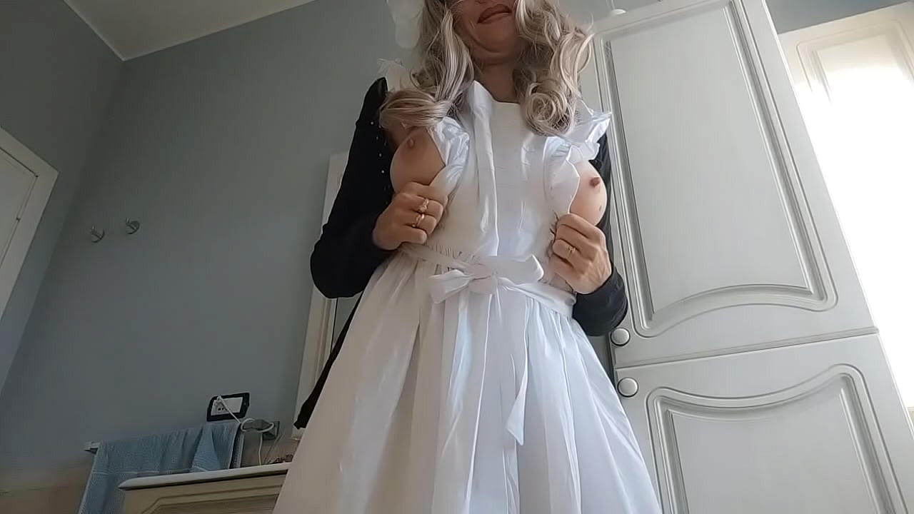 my new maid uniform. Should I make more videos with this apron?