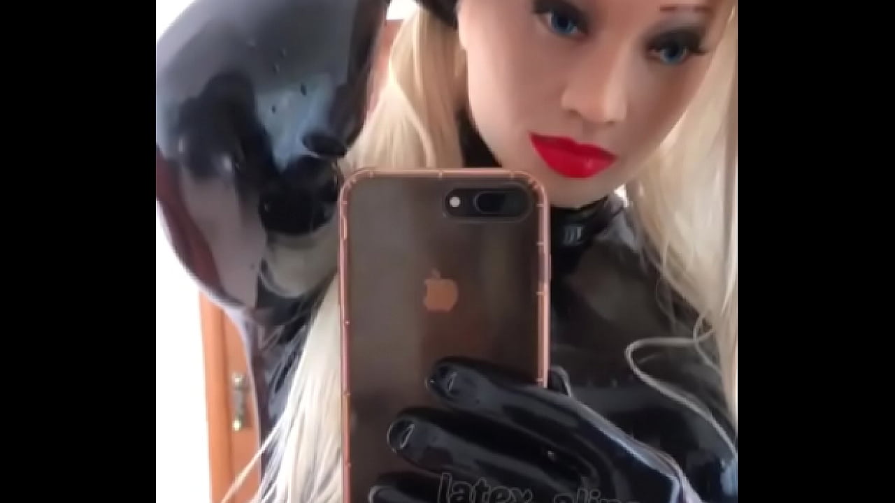 5 Hours Latex Mask Challenge. Rubber Doll Struggles but Enjoys Herself