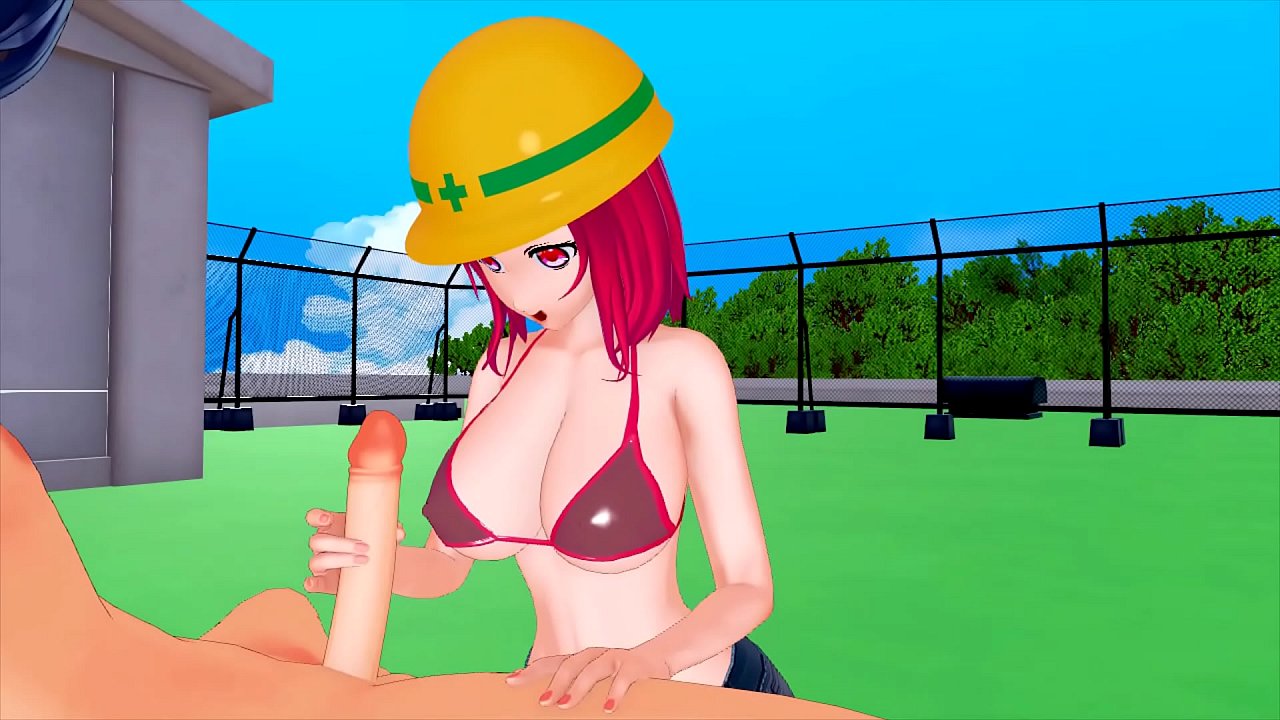 The worker with big tits is hot, I can't help hugging her