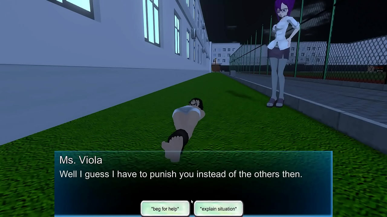 Femdom University Skullgirls work scene at night with piss and ballbusting