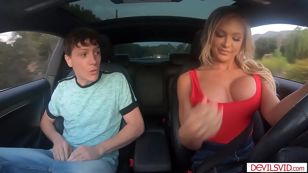 Busty chick drivers satisfies passenger by riding his cock