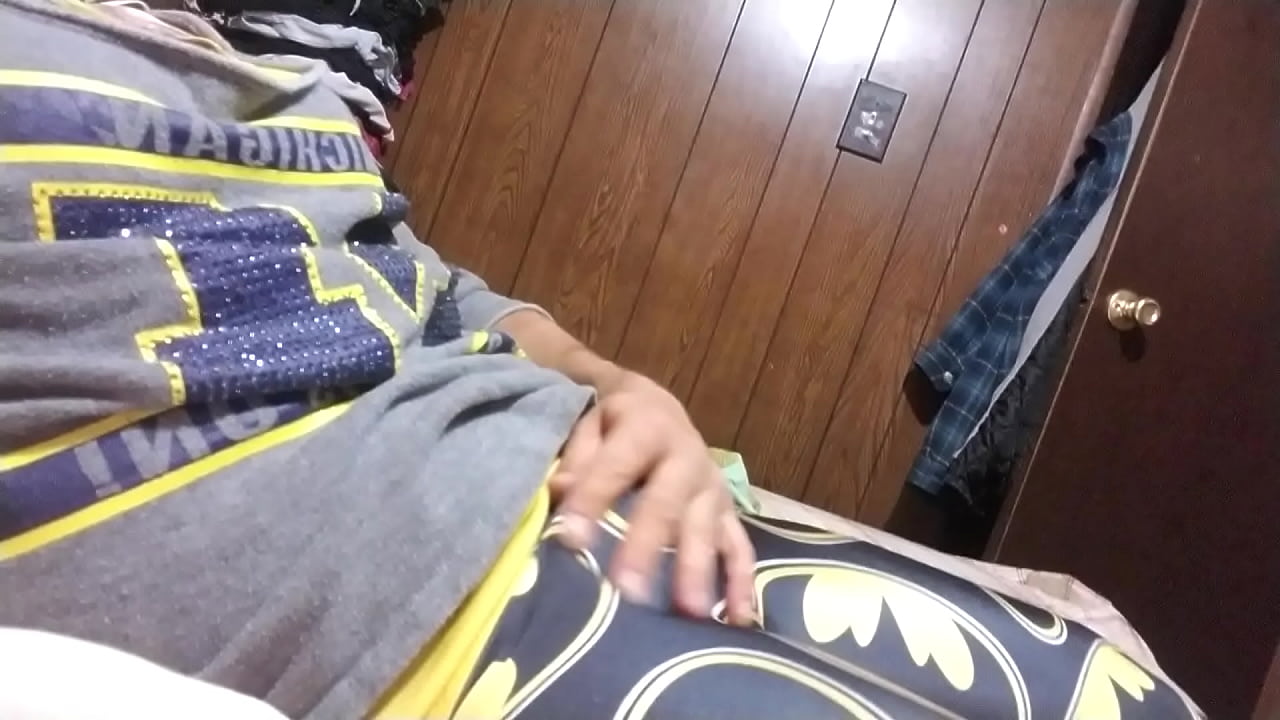 Crossdresser stripping in neighbors bed