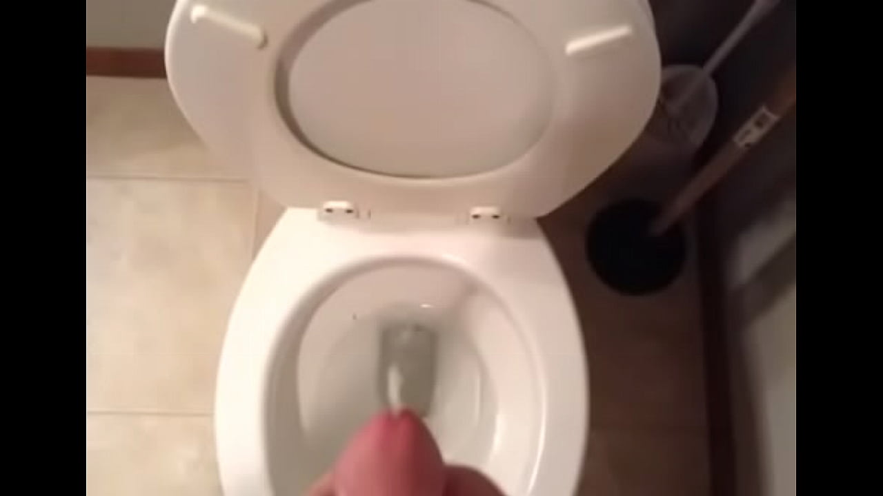 My bf shooting load huge load in the toilet