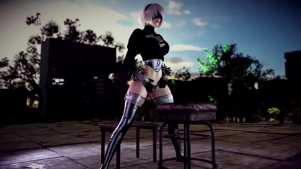 Pure naive 2B demonstrates a new lewd instructions to gratify his commander