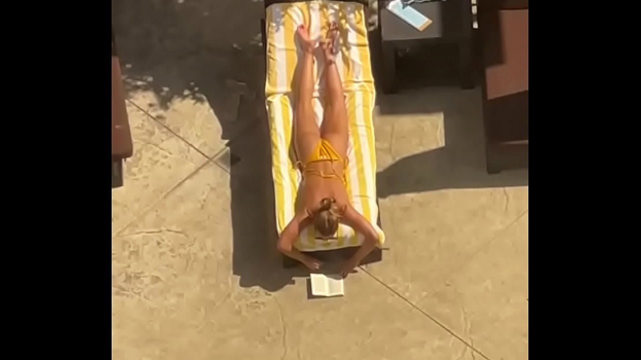 Blonde sunbathing